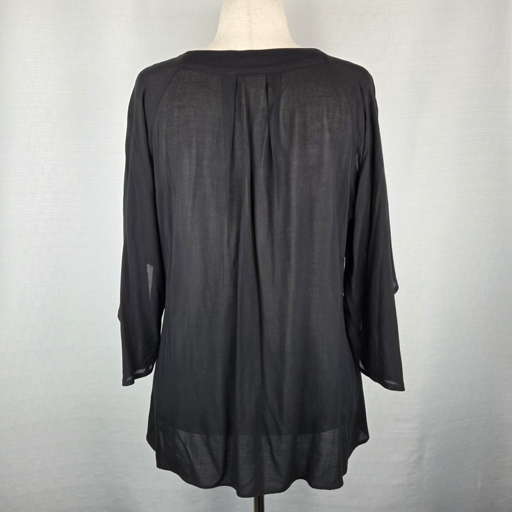 Maeve Anthropologie Black Blouse Women's Medium Modern Button Sleeve Lightweight - Picture 4 of 10